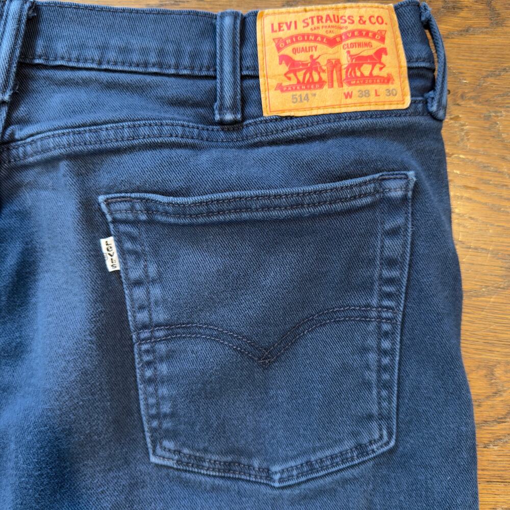 Levi's 514 White Tab Navy Bull Denim Twill Denim 38x30 Heavyweight Rigid Cotton